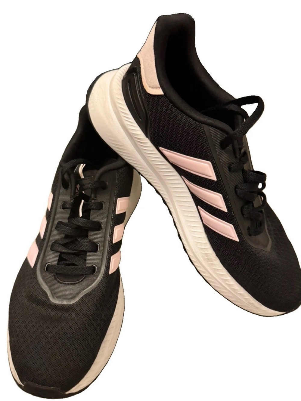 adidas Women's Black Running Shoes with Light Pink Stripes
